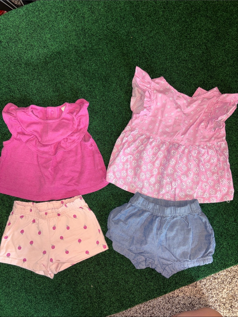 Carter's Pink and Light Pink Girls Matching Tops and Shorts Set